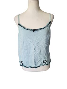 Joe Boxer Pale Blue Ruffle-Trim Camisole with Black Accents